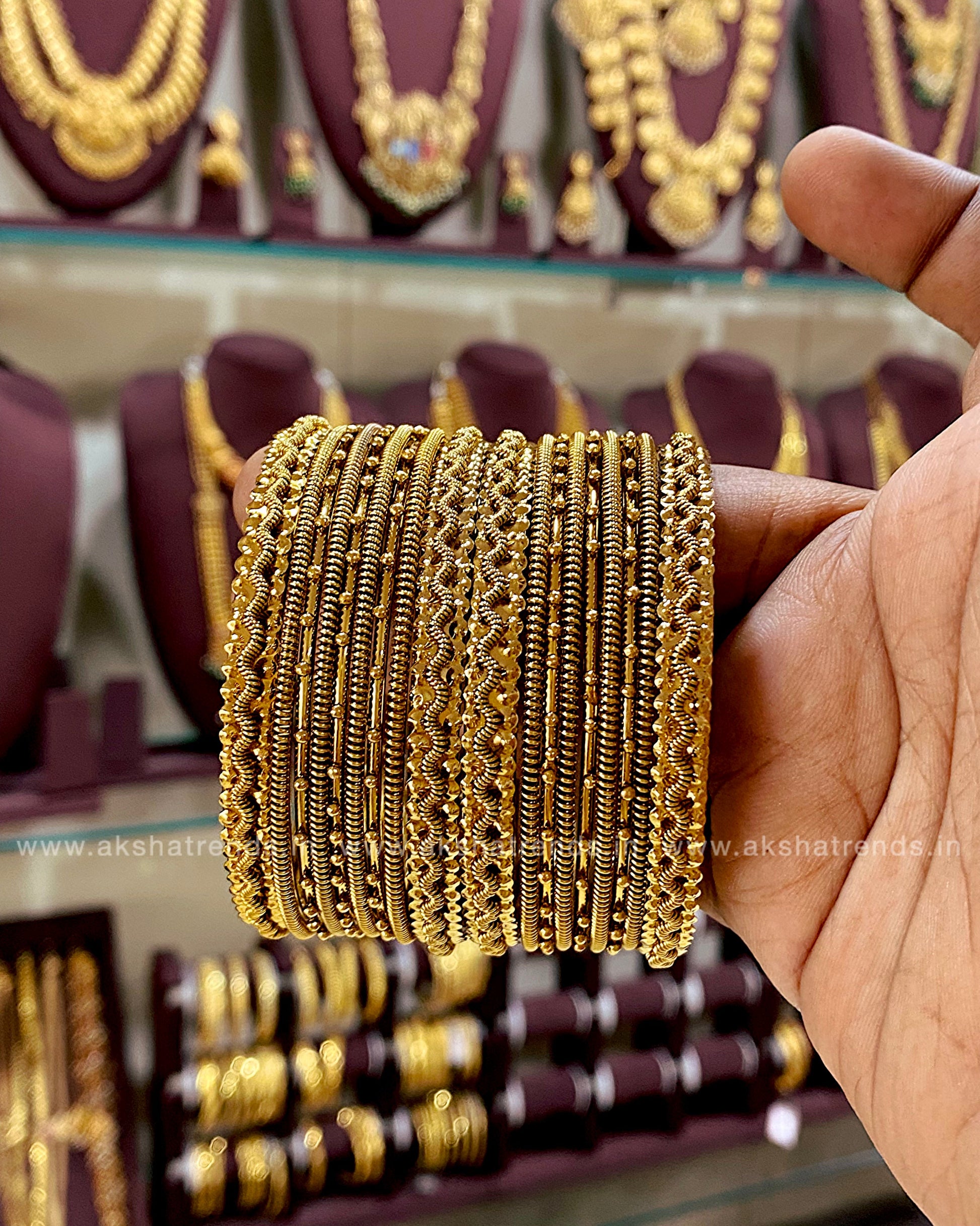 Mehandi gold steel Bangles Aksha Trends
