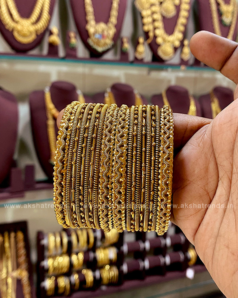 Mehandi gold steel Bangles Aksha Trends 