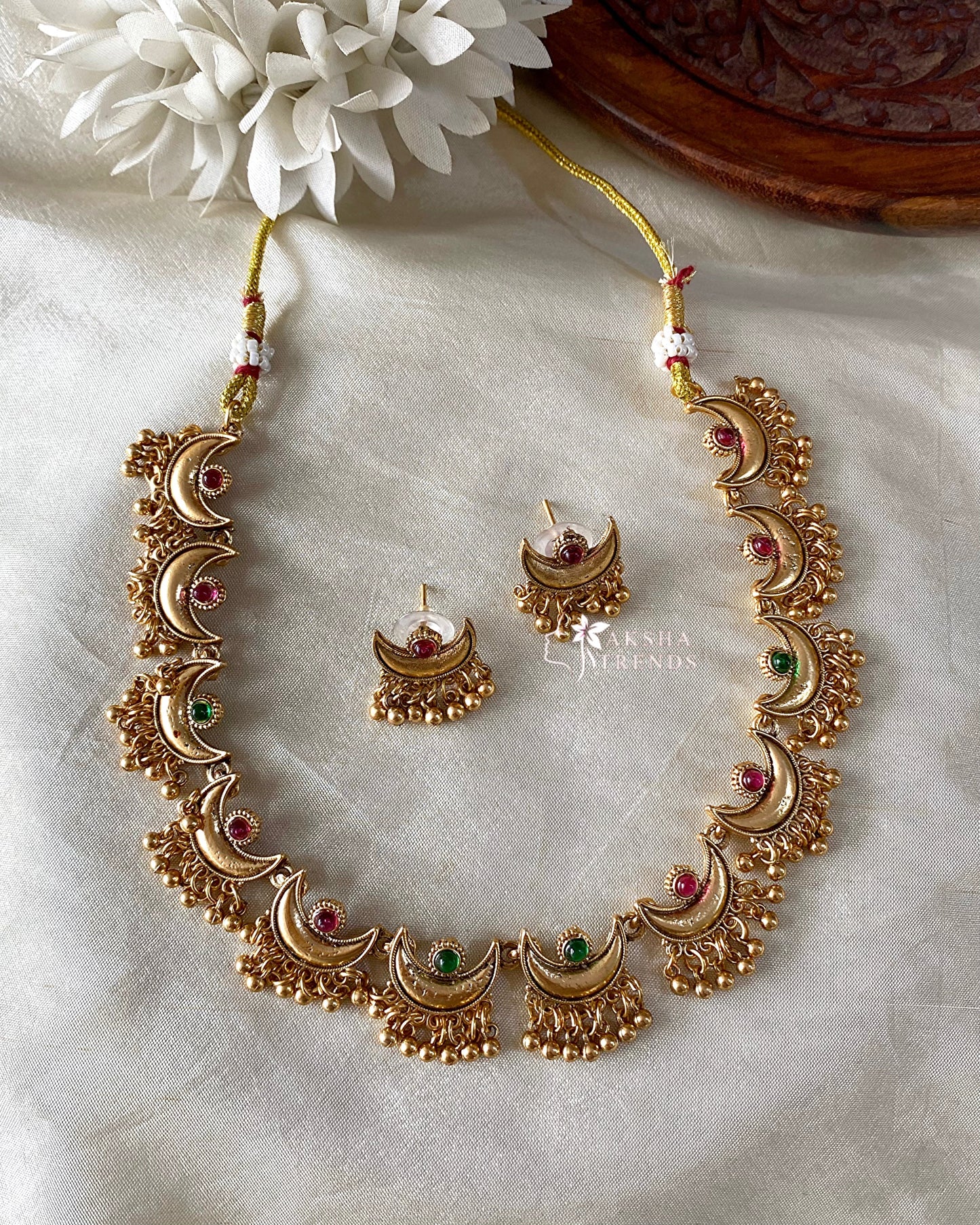 Antique half moon necklace Aksha Trends