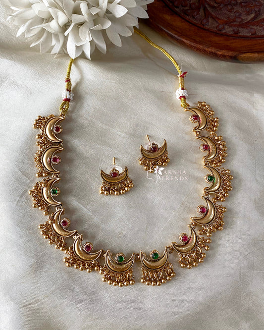 Antique half moon necklace Aksha Trends