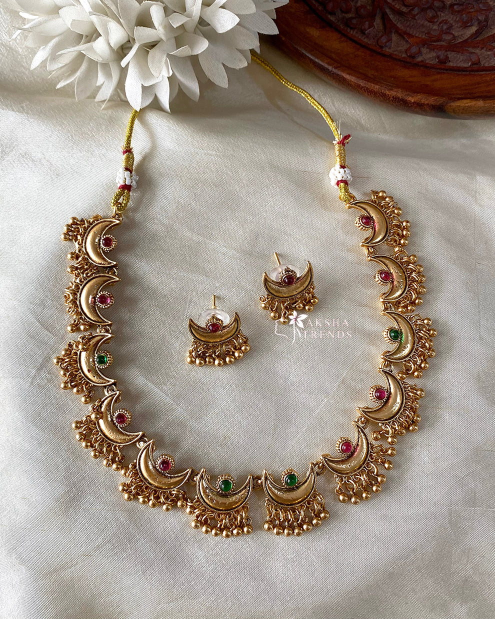 Antique half moon necklace Aksha Trends 