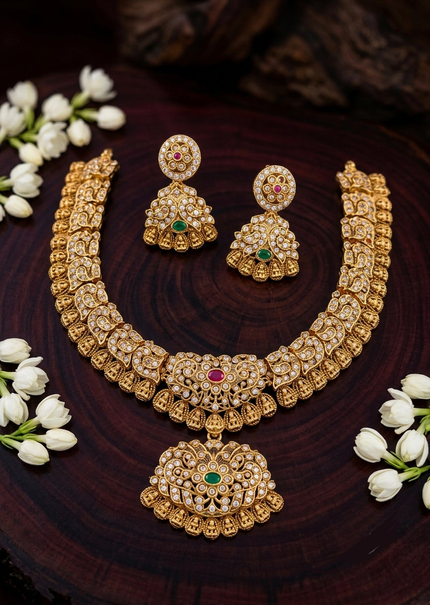 Antique bridal stone necklace Aksha Trends 