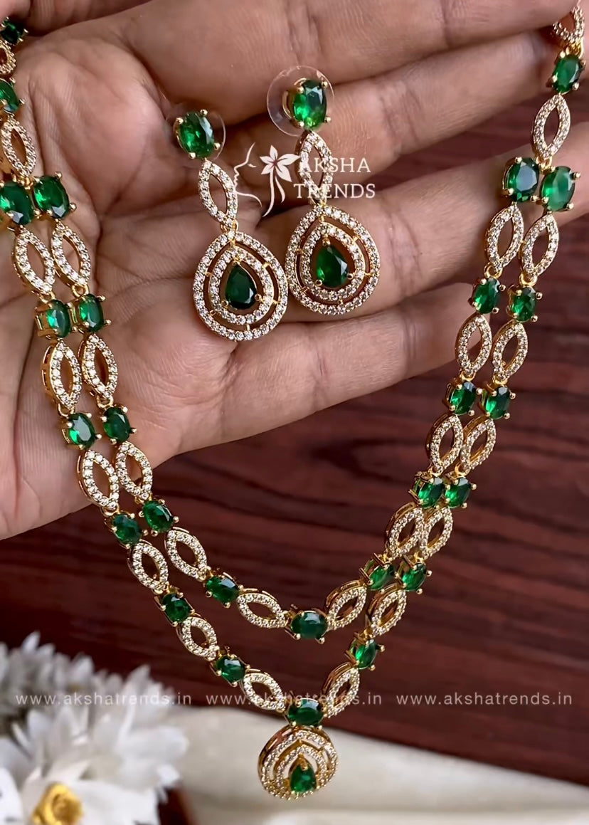 Premium 2layer trendy diamond necklace Aksha Trends