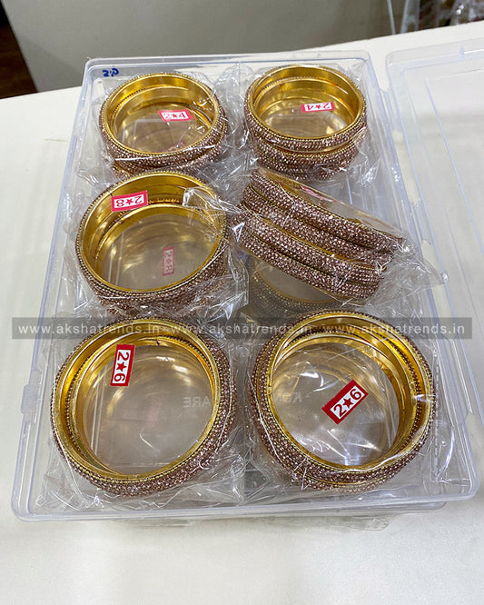 Glitter Metal Bangles (4pc) -Rose gold Aksha Trends