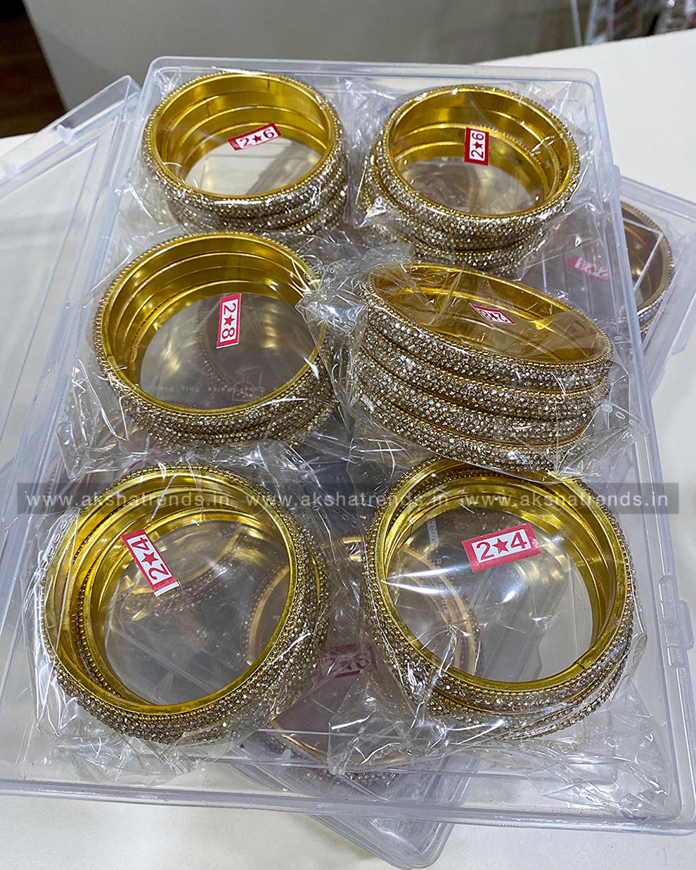 Glitter Metal Bangles (4pc) -Gold Aksha Trends 