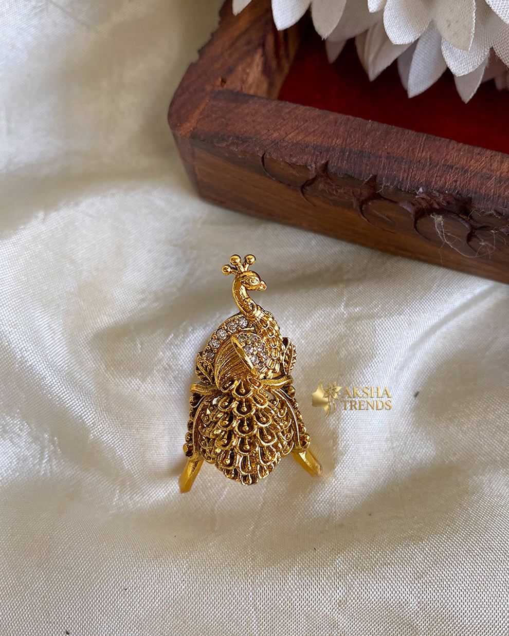 Peacock bridal vangi rings Aksha Trends 