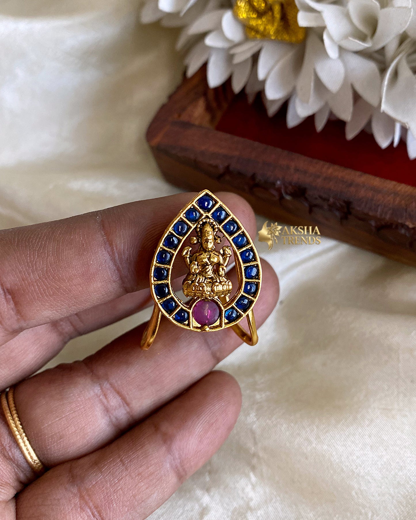 Lakshmi bridal rings -blue kemp Aksha Trends