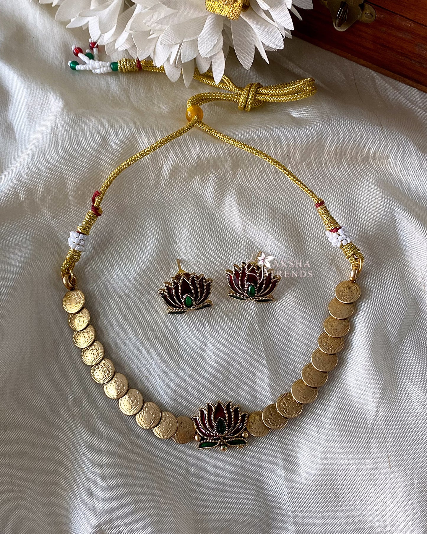 Antique lotus coin choker Aksha Trends