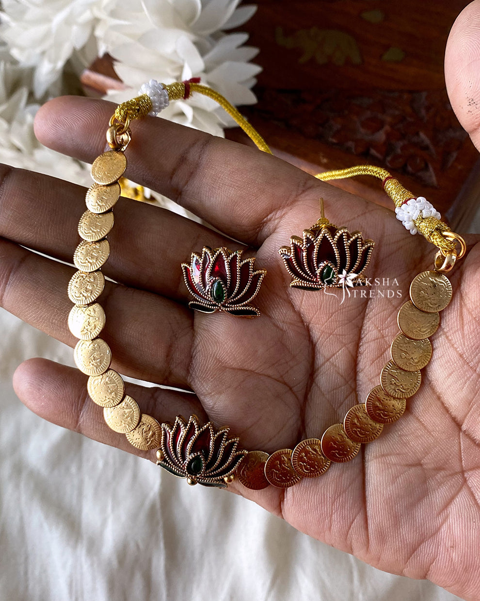 Antique lotus coin choker Aksha Trends 