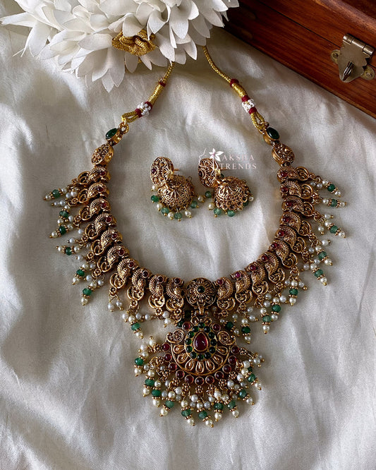 Antique bridal floral necklace Aksha Trends