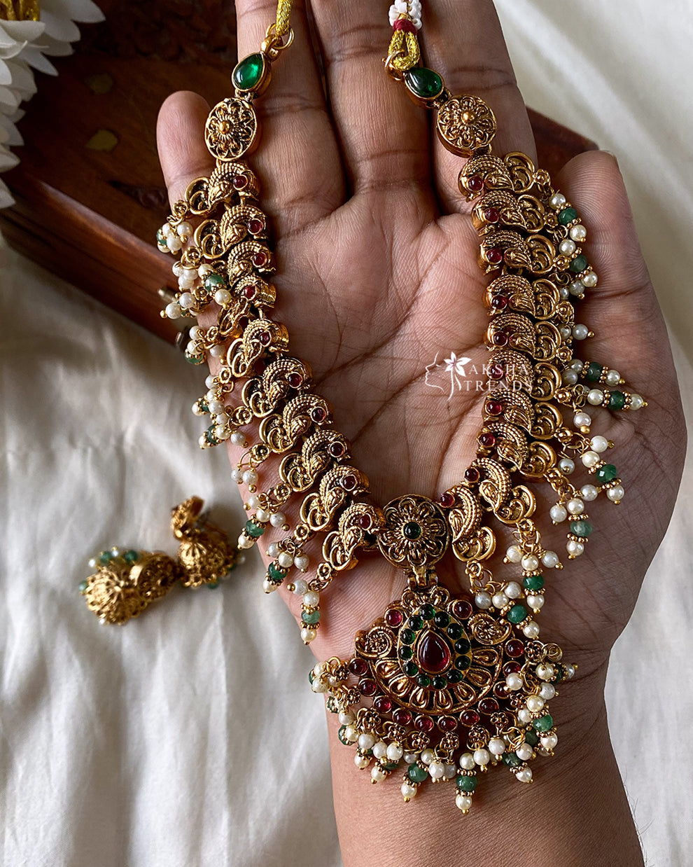 Antique bridal floral necklace Aksha Trends 
