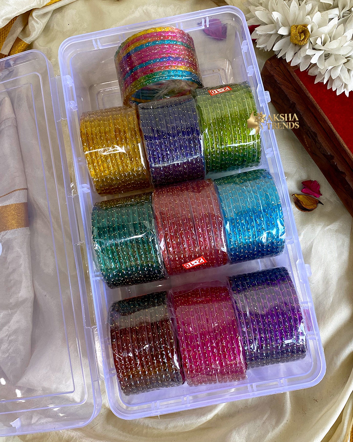 2.10 SIZE -Glass Bangles (12pc/one colour) Aksha Trends