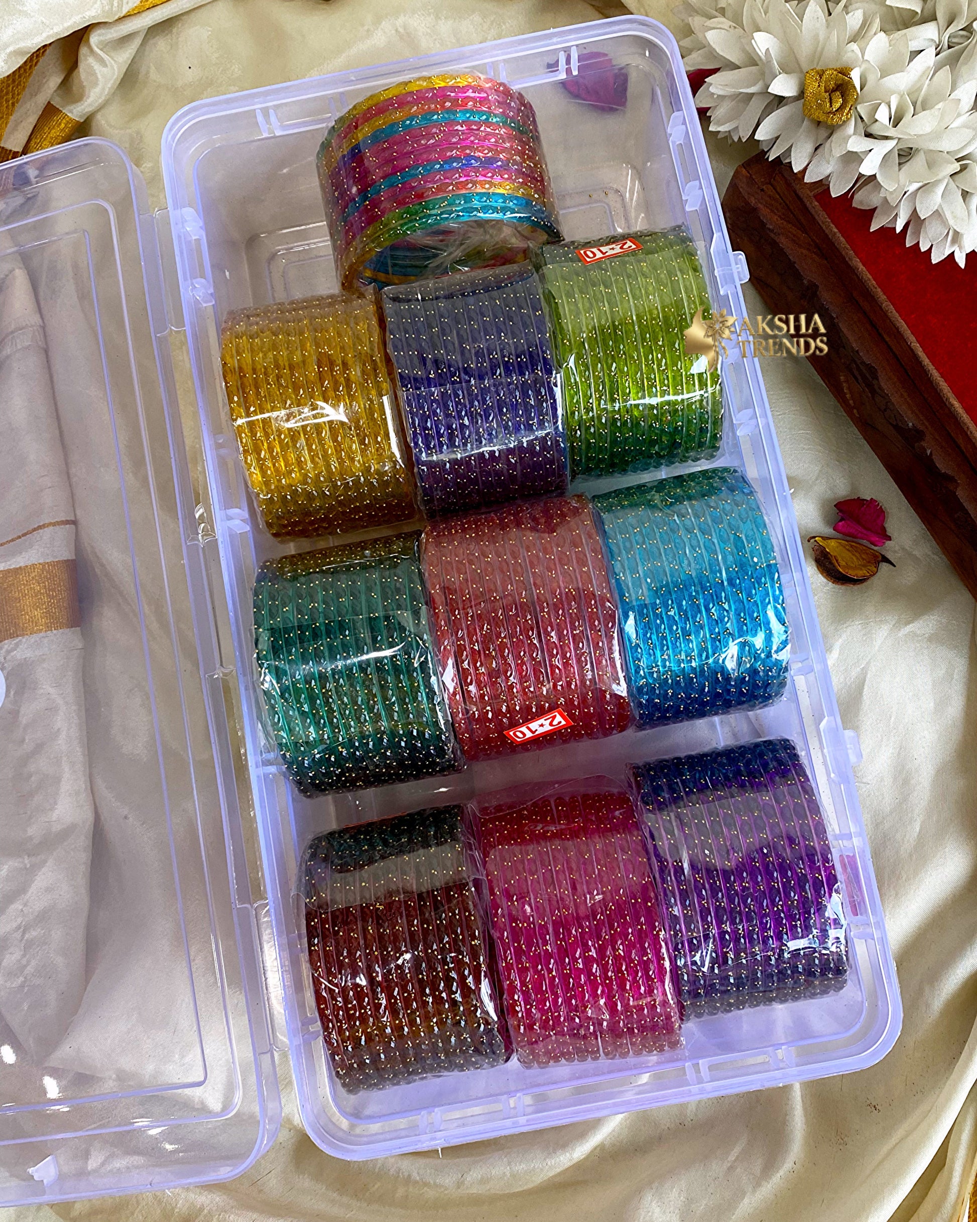 2.10 SIZE -Glass Bangles (12pc/one colour) Aksha Trends