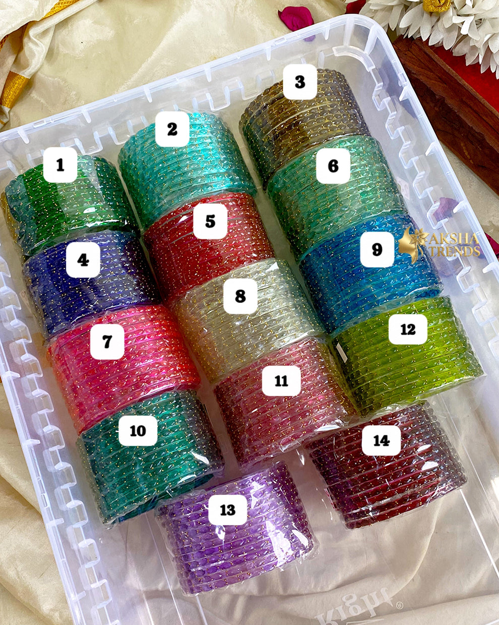 2.8 SIZE -Raindrop Glass Bangles (12pc /one colour) Aksha Trends 
