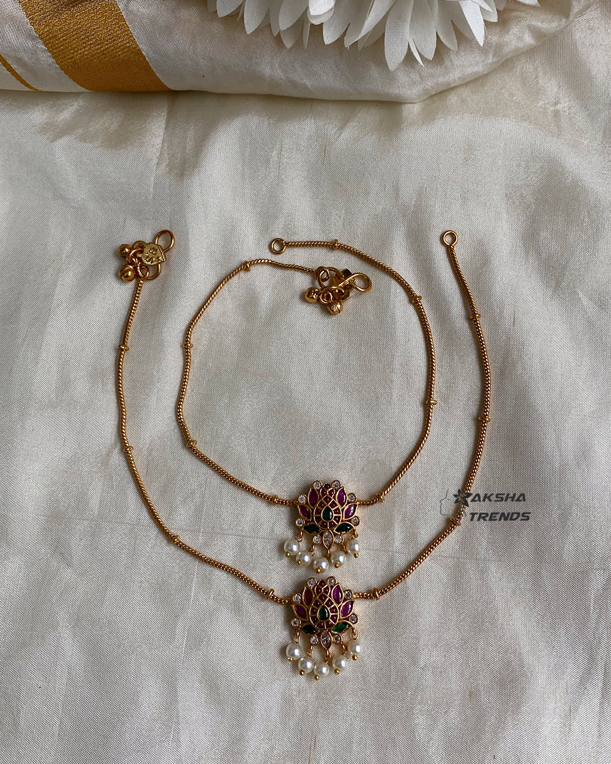 Premium lotus kemp Anklet / kolusu Aksha Trends