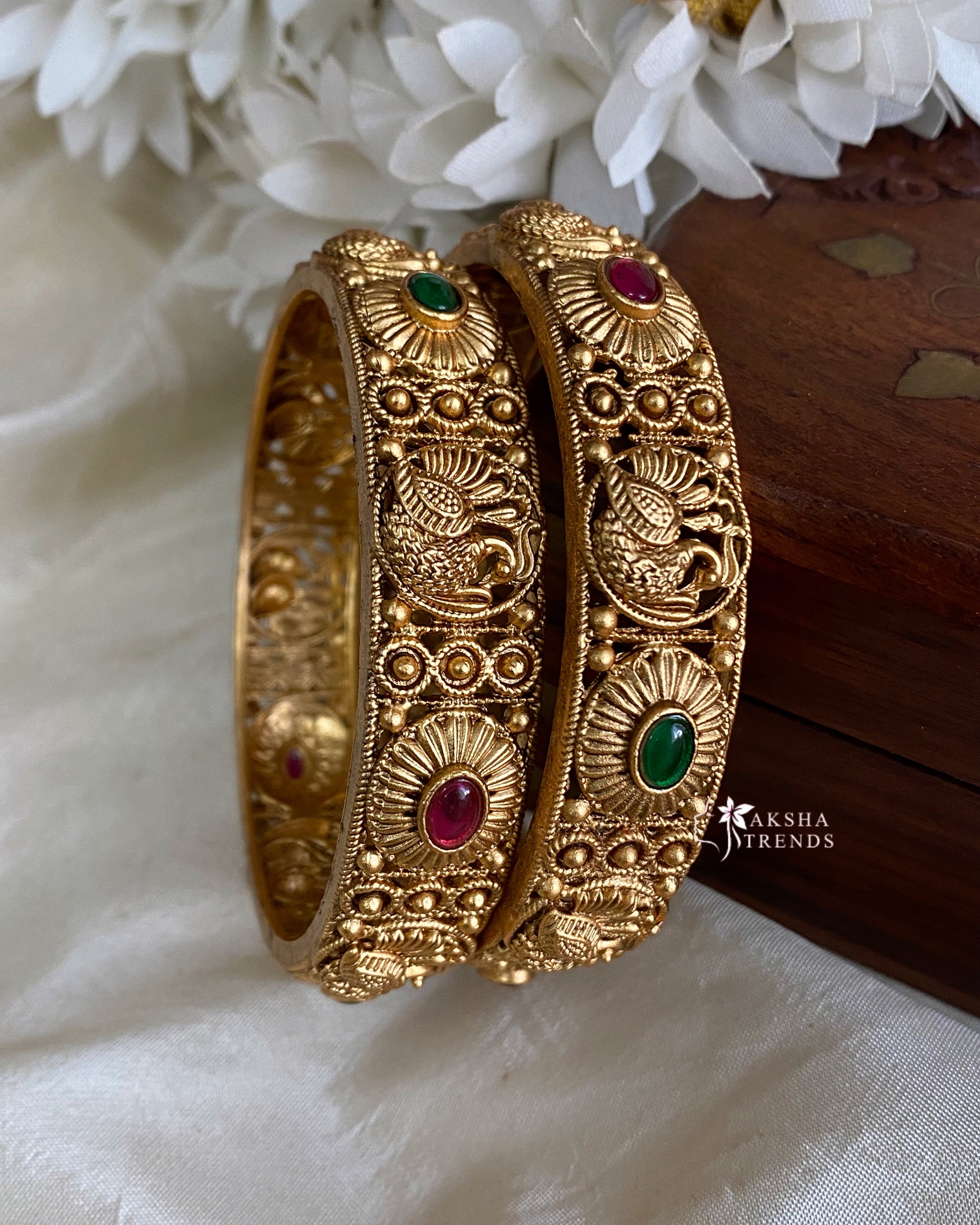 Antique peacock bangles (2pc) Aksha Trends