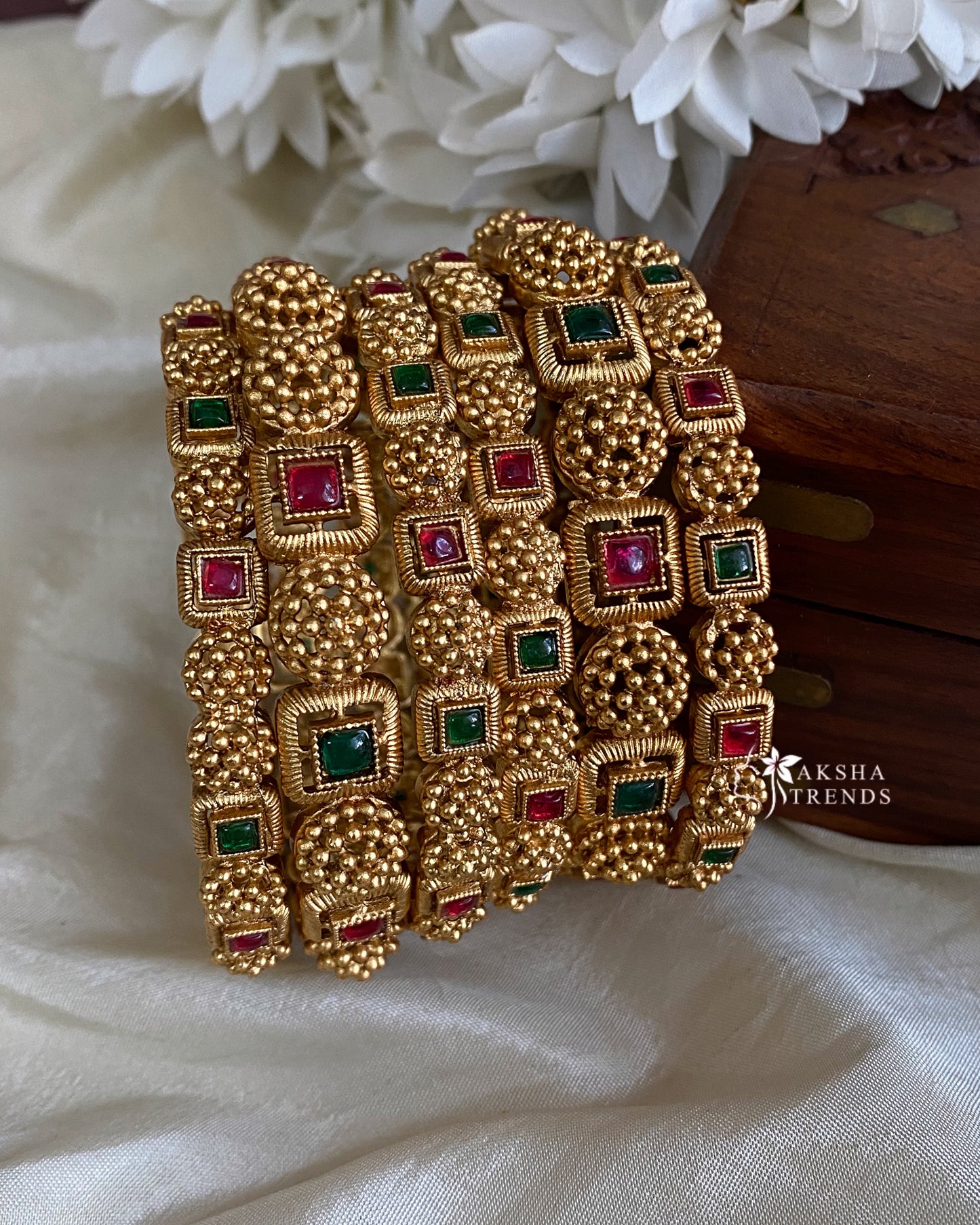 Antique floral bangles (6pc) Aksha Trends