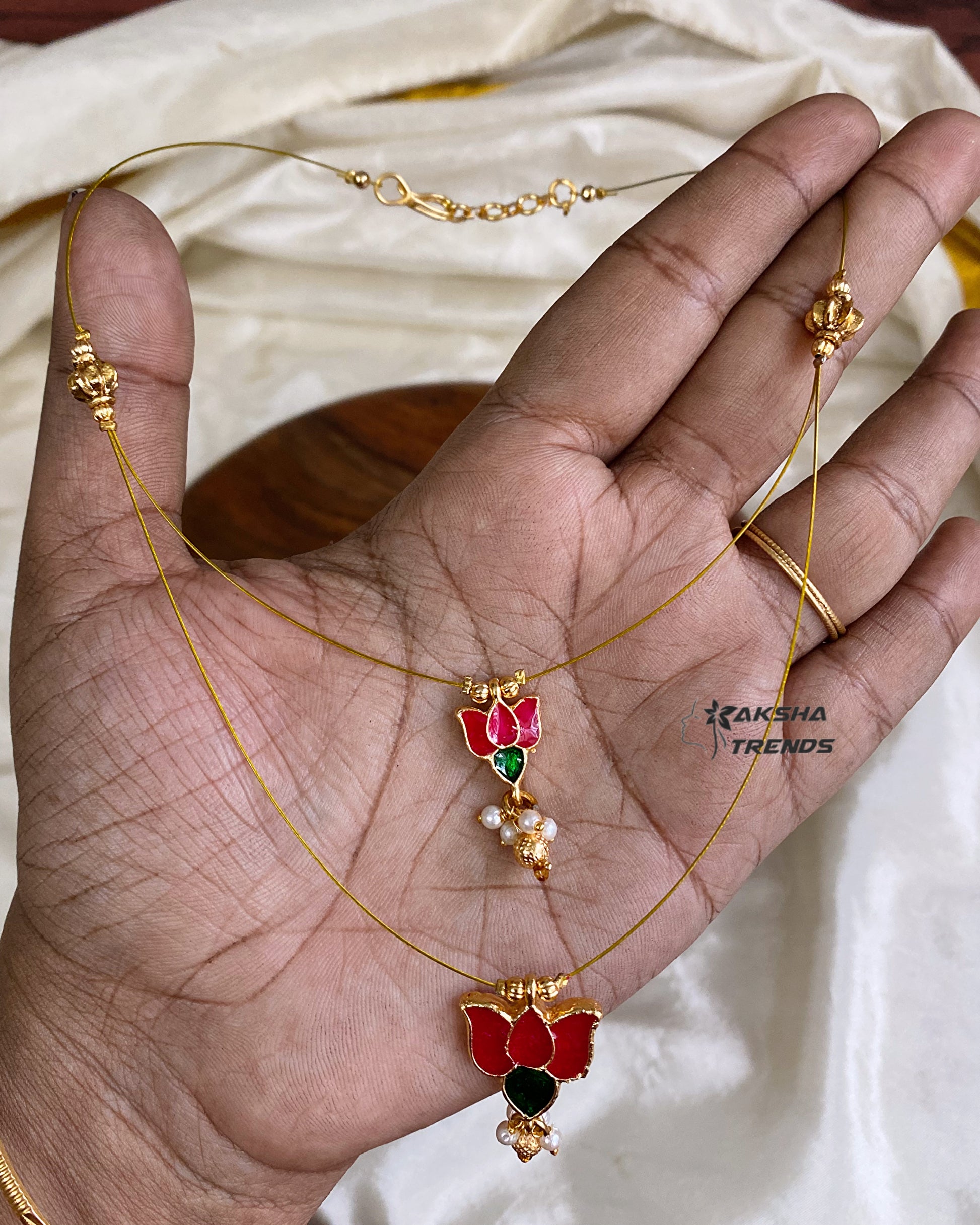 Invisible Necklace -2step lotus Aksha Trends