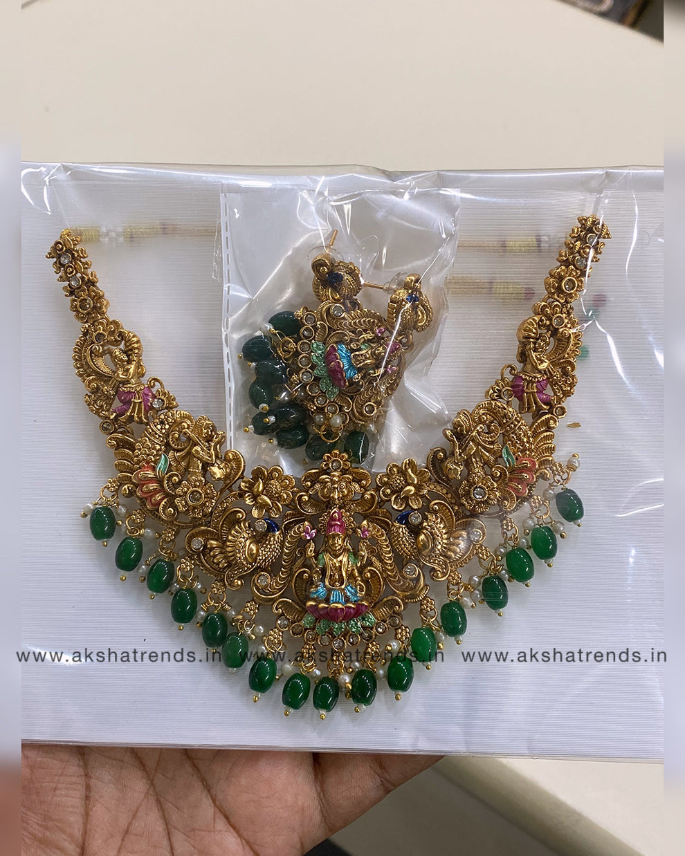 Meenakari lakshmi bridal necklace Aksha Trends 