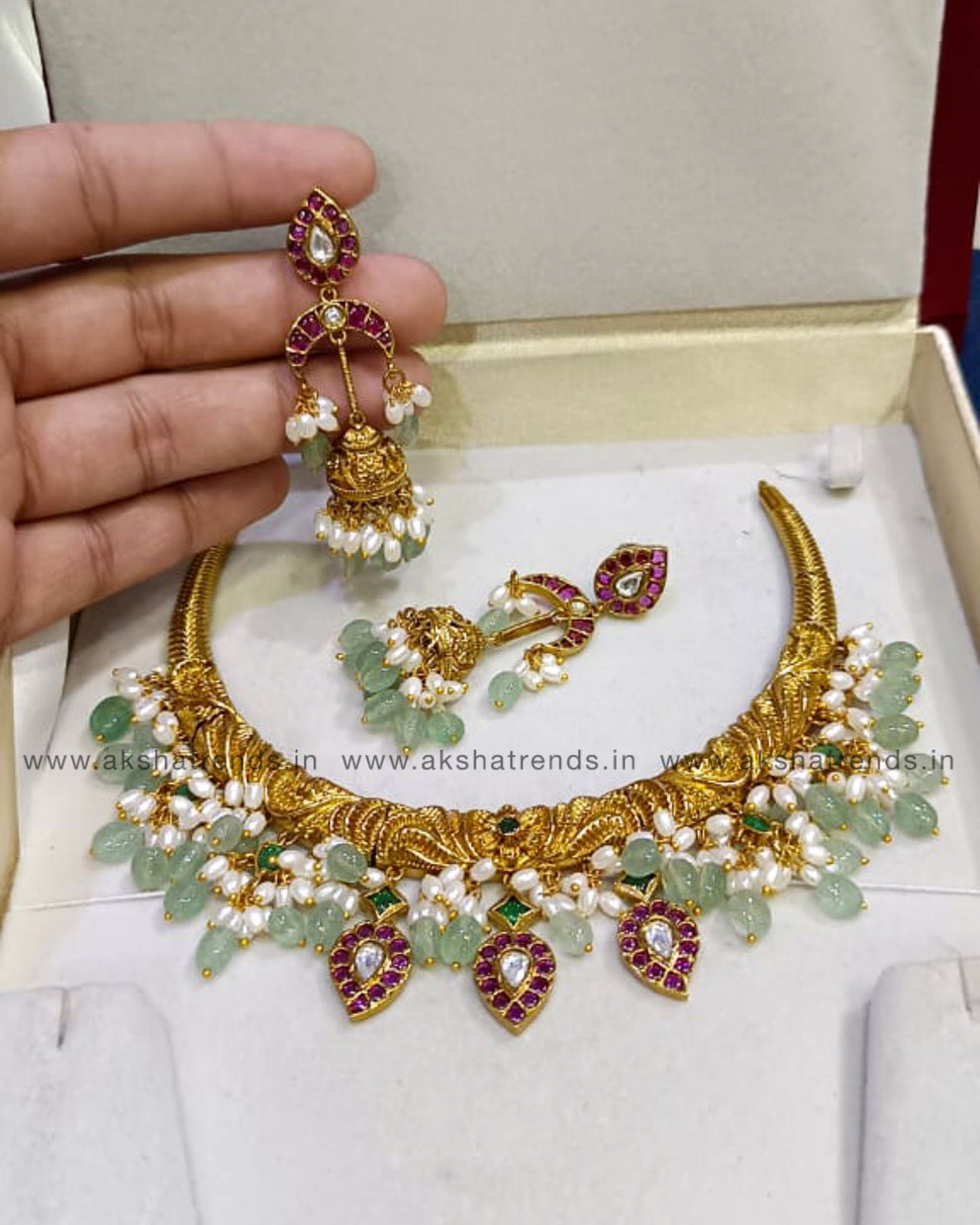 Bridal kemp Kanti Necklace Aksha Trends 