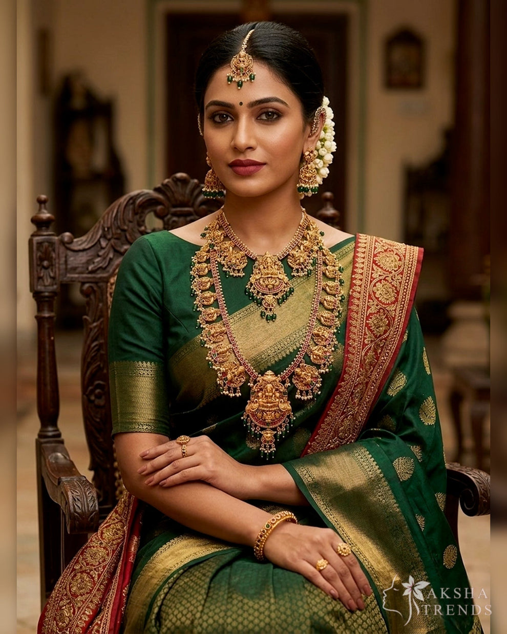 Guttapusalu kemp bridal combo -green Aksha Trends 