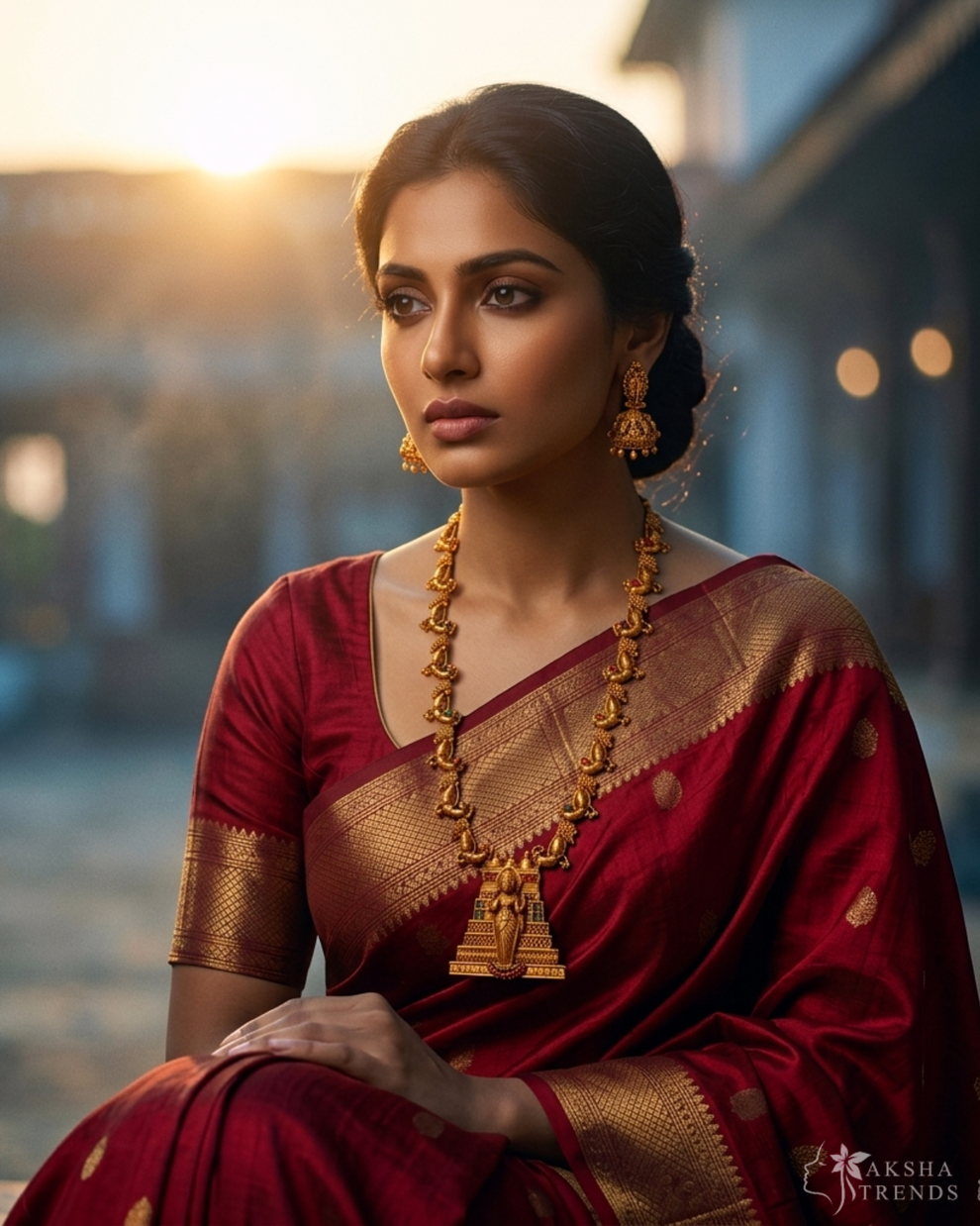 Temple Gopuram bridal Haram Aksha Trends 