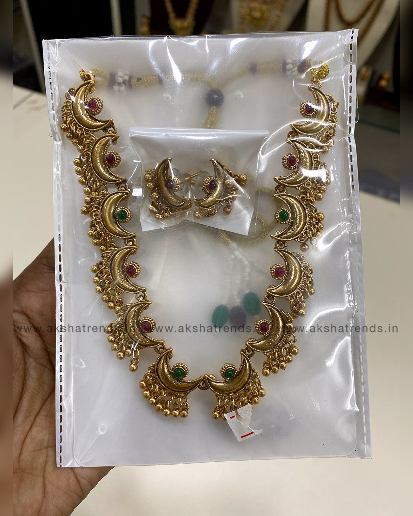 Antique half moon necklace Aksha Trends