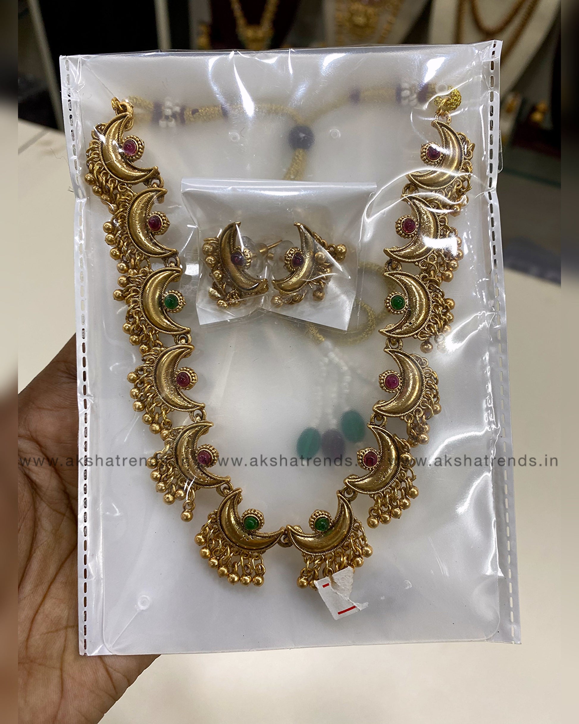 Antique half moon necklace Aksha Trends