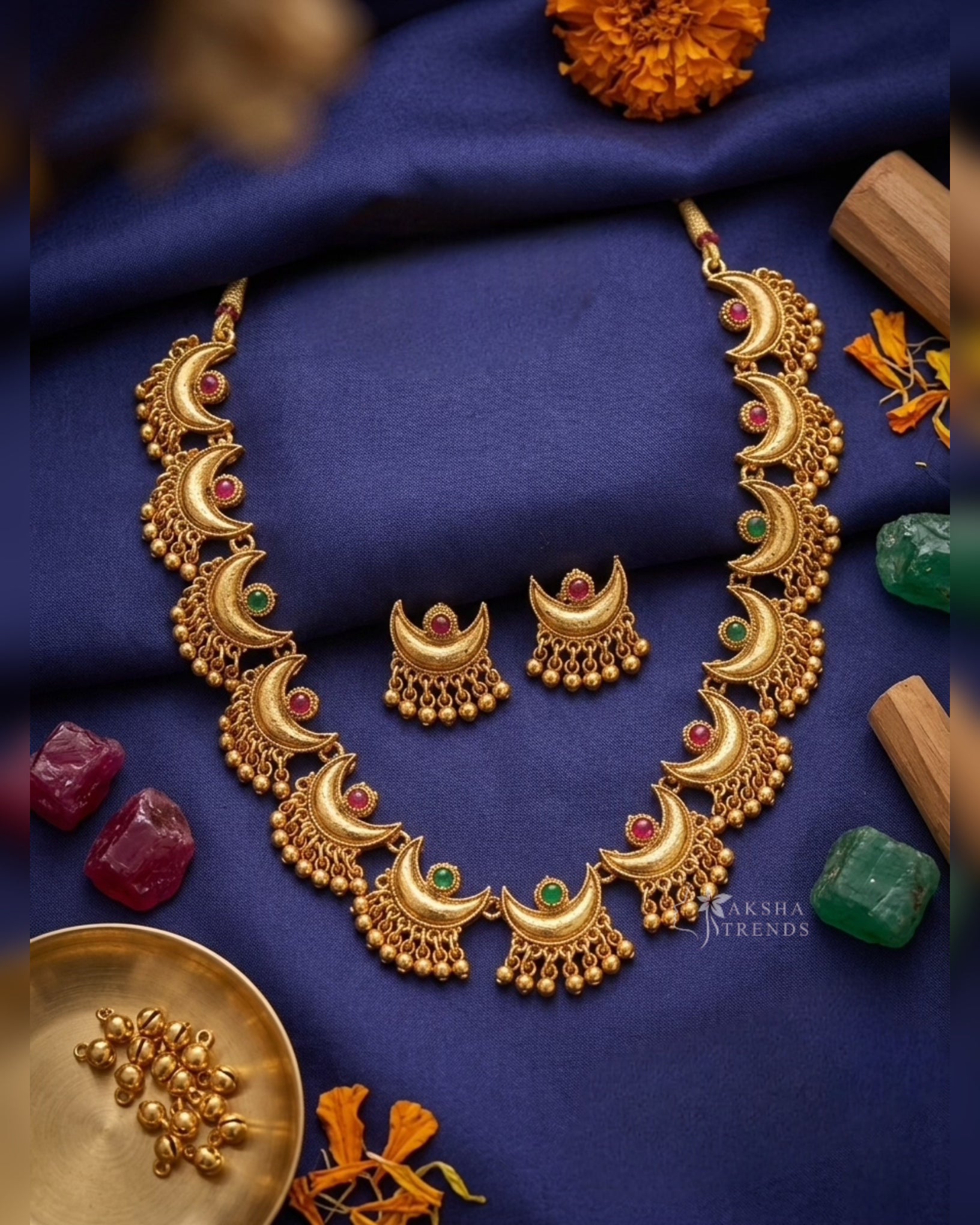 Antique half moon necklace Aksha Trends