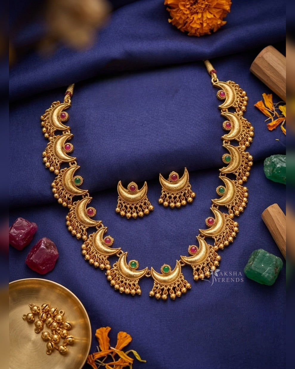 Antique half moon necklace Aksha Trends 