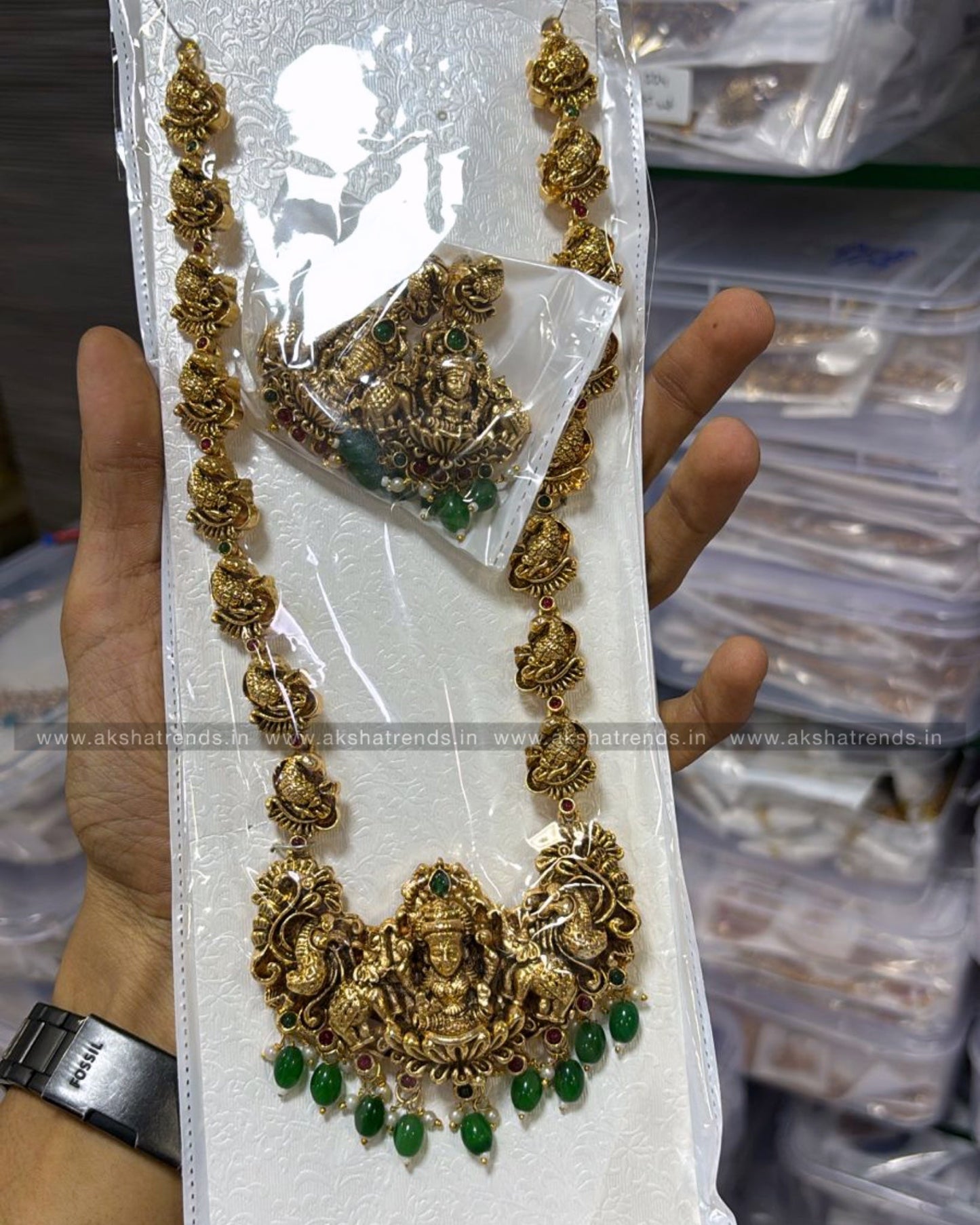 Nagas temple bridal haram -Green Aksha Trends
