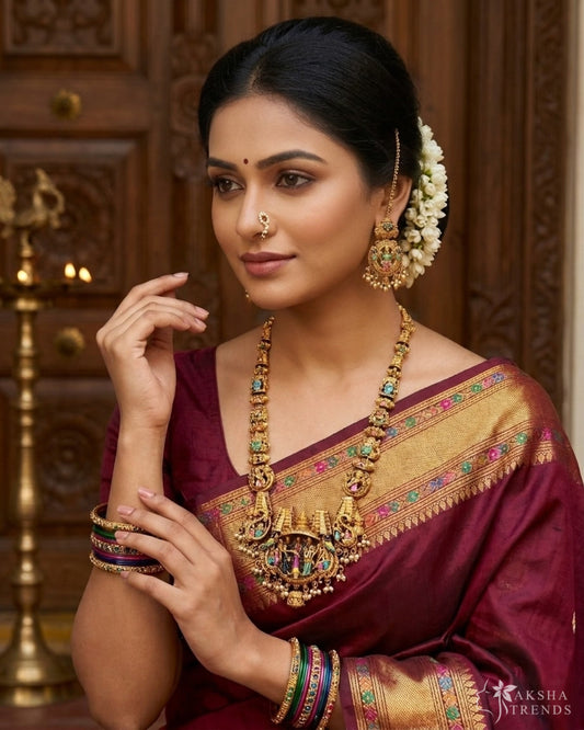 Meenakshi Thirukalyanam bridal Haram Aksha Trends