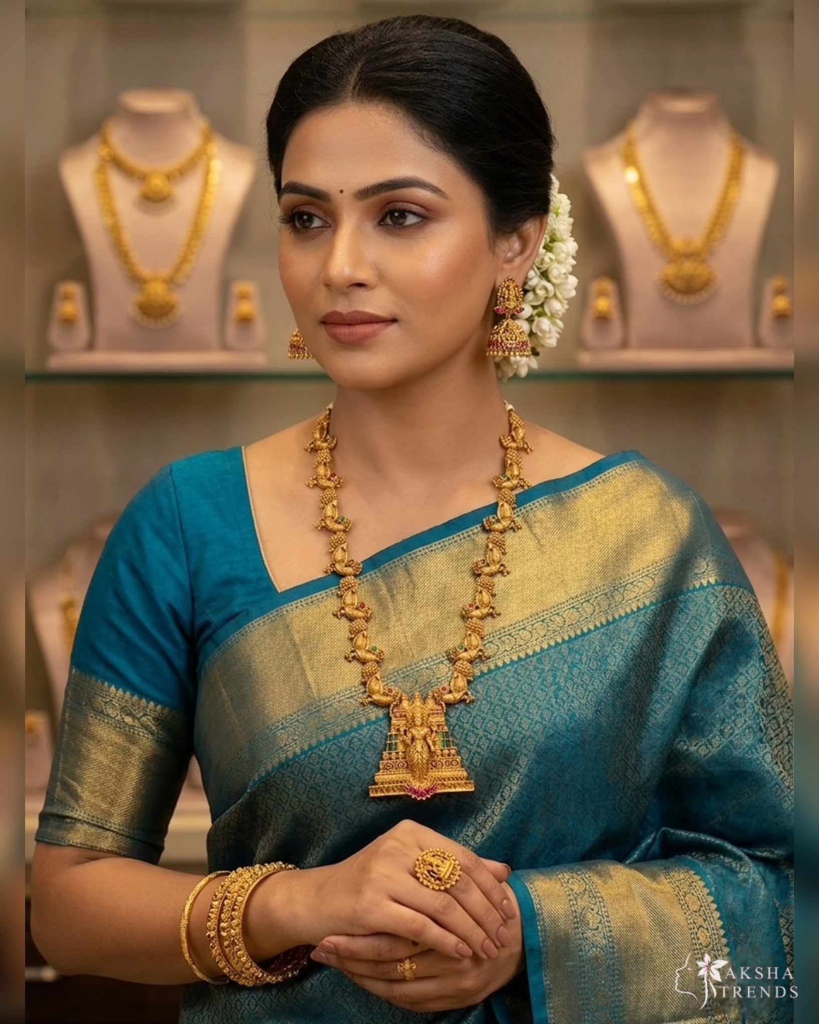 Temple Gopuram bridal Haram Aksha Trends