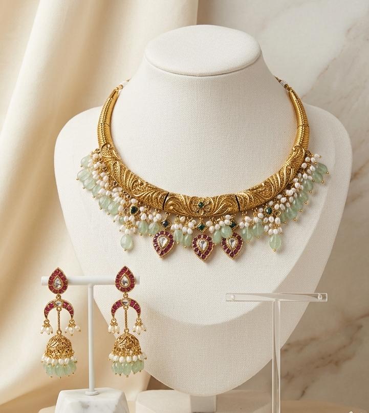 Bridal kemp Kanti Necklace Aksha Trends