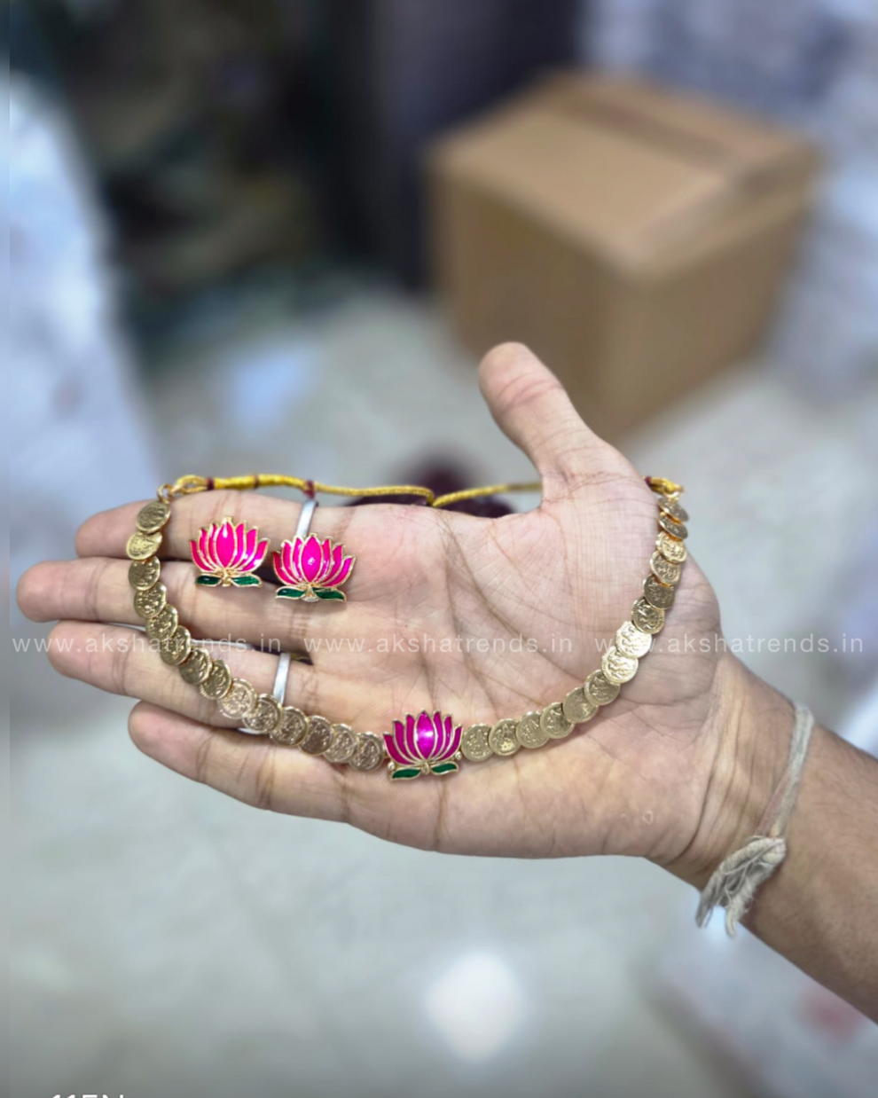 Antique lotus coin choker -Pink Aksha Trends 