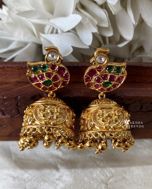 Peacock kemp jhumkas Aksha Trends
