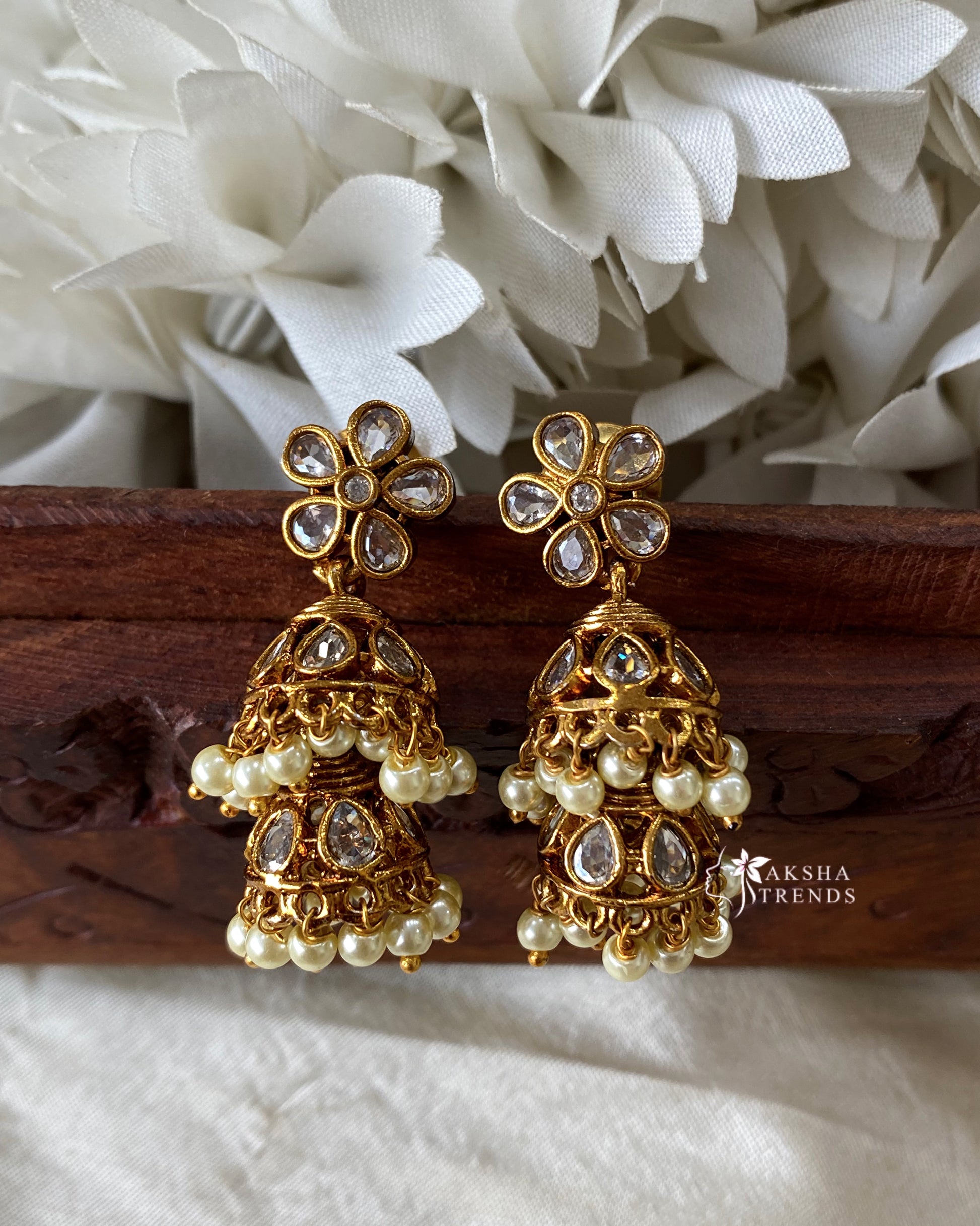 Floral 2step Jhumka -small Aksha Trends