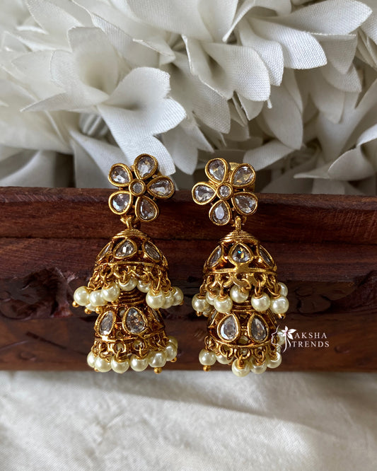 Floral 2step Jhumka -small Aksha Trends