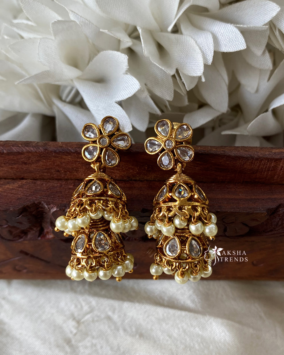 Floral 2step Jhumka -small Aksha Trends 