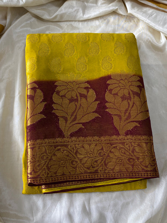 Georgette silk -Yellow Aksha Trends