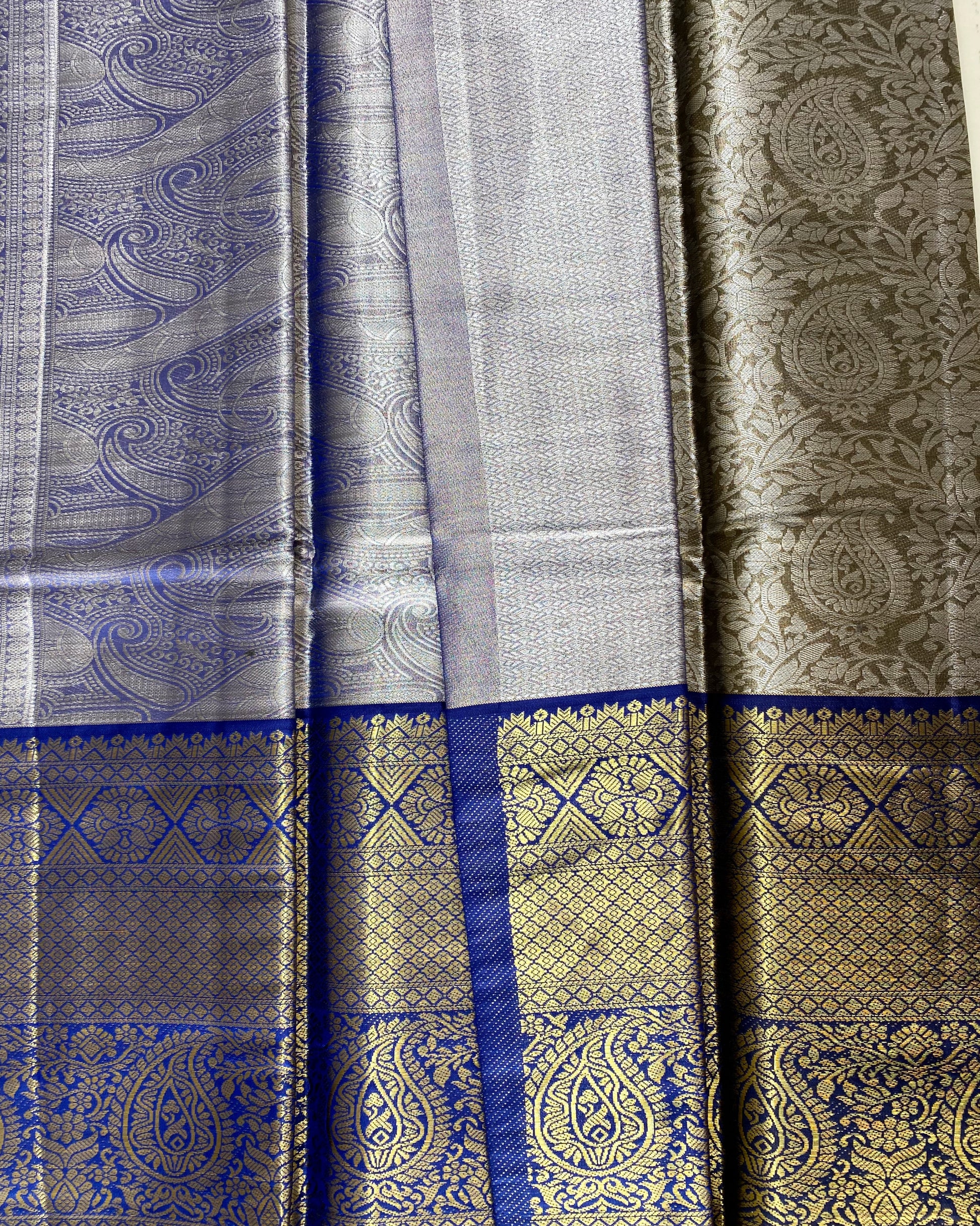 Bridal Silk Saree -Grey Aksha Trends