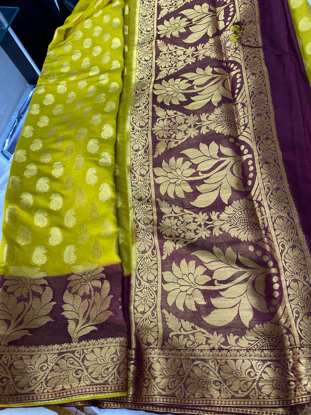 Georgette silk -Yellow Aksha Trends 