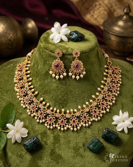 Floral kemp guttapusulu necklace Aksha Trends
