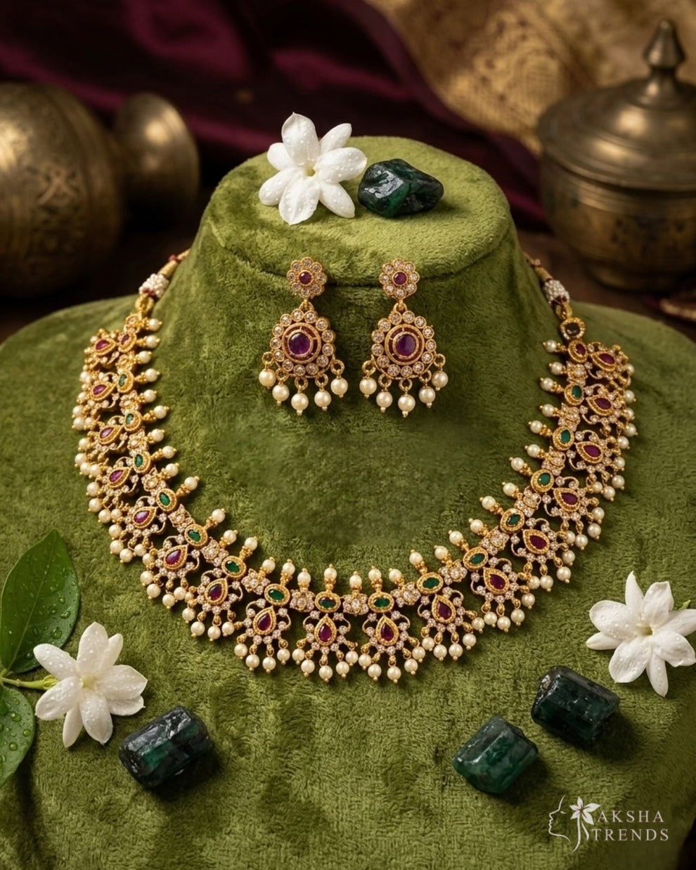 Floral kemp guttapusulu necklace Aksha Trends 