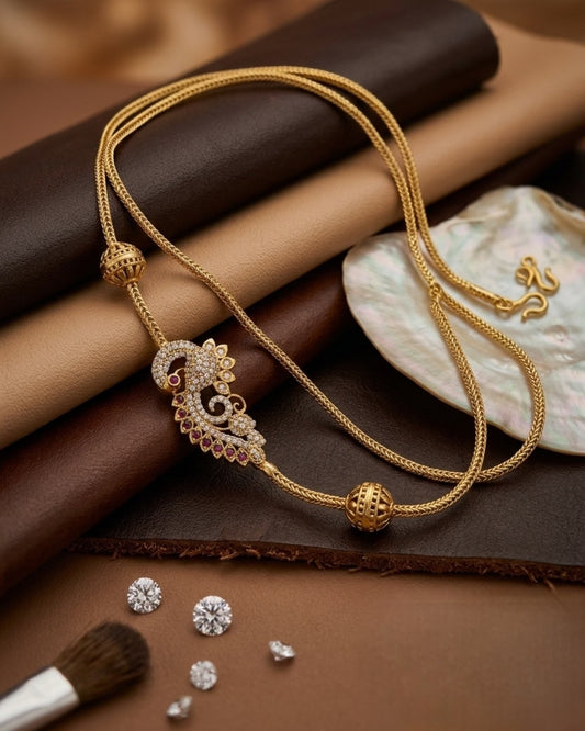 Antique peacock Mogappu chain -Mix Aksha Trends