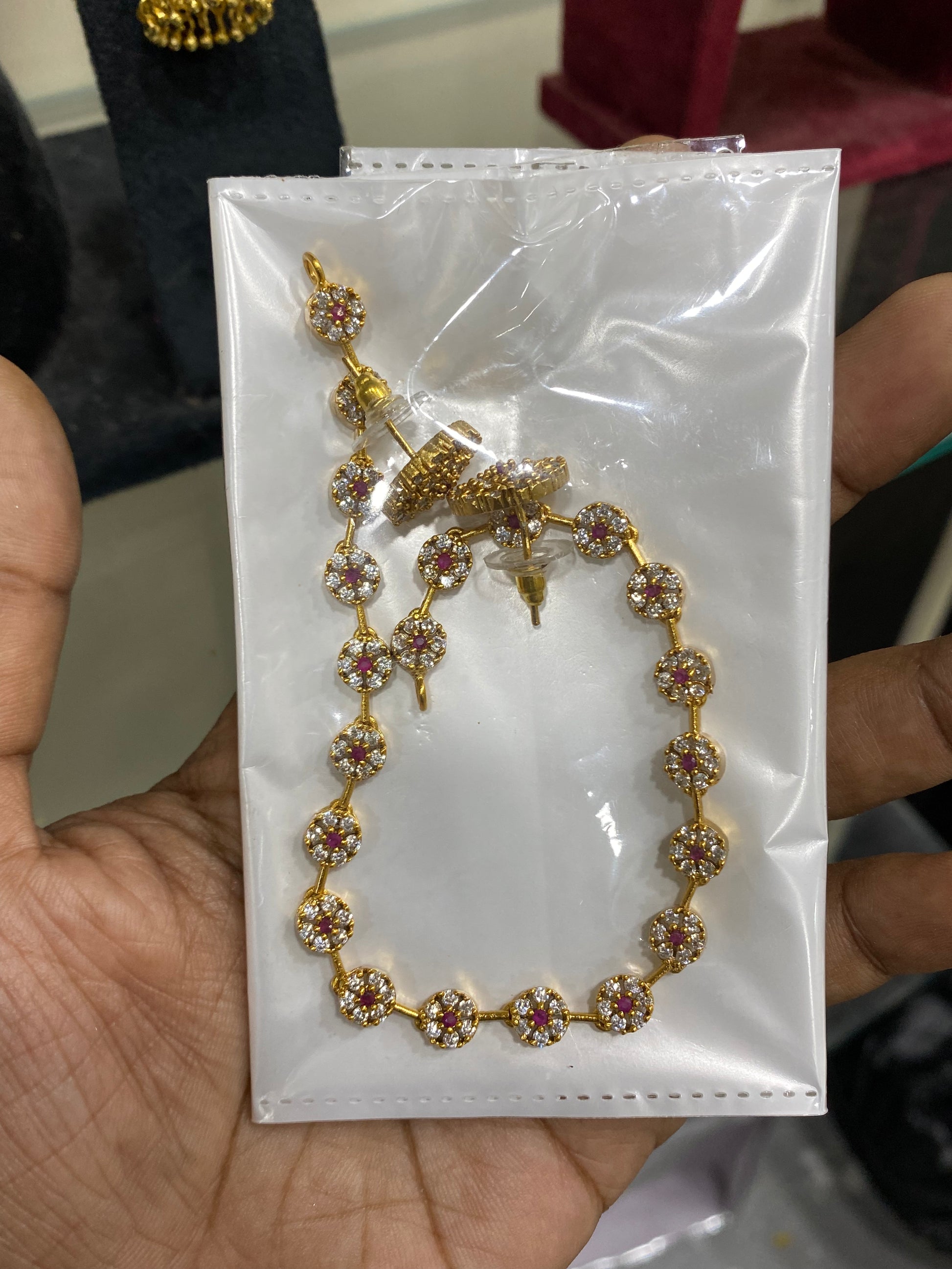Seven stone diamond necklace Aksha Trends