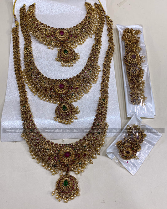 3step floral pearl semibridal Aksha Trends