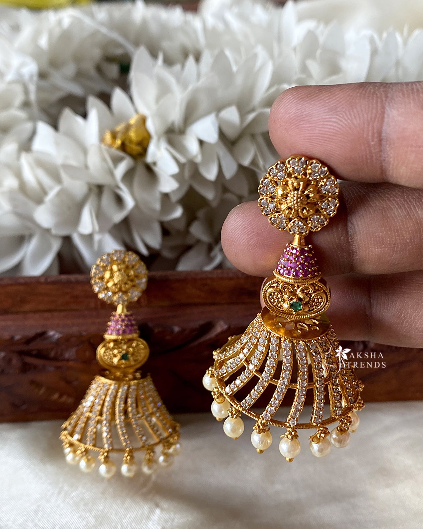 Premium AD bridal Jhumka -Big Aksha Trends