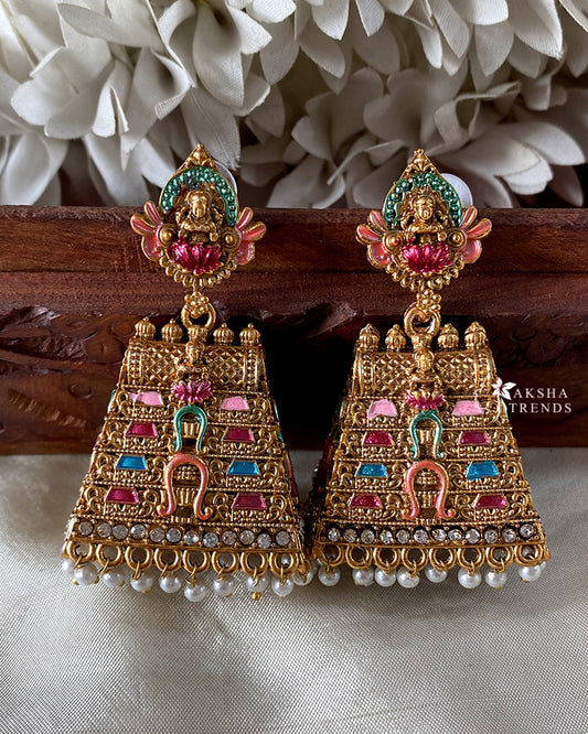 Antique Temple Gopuram Jhumka -Big Aksha Trends