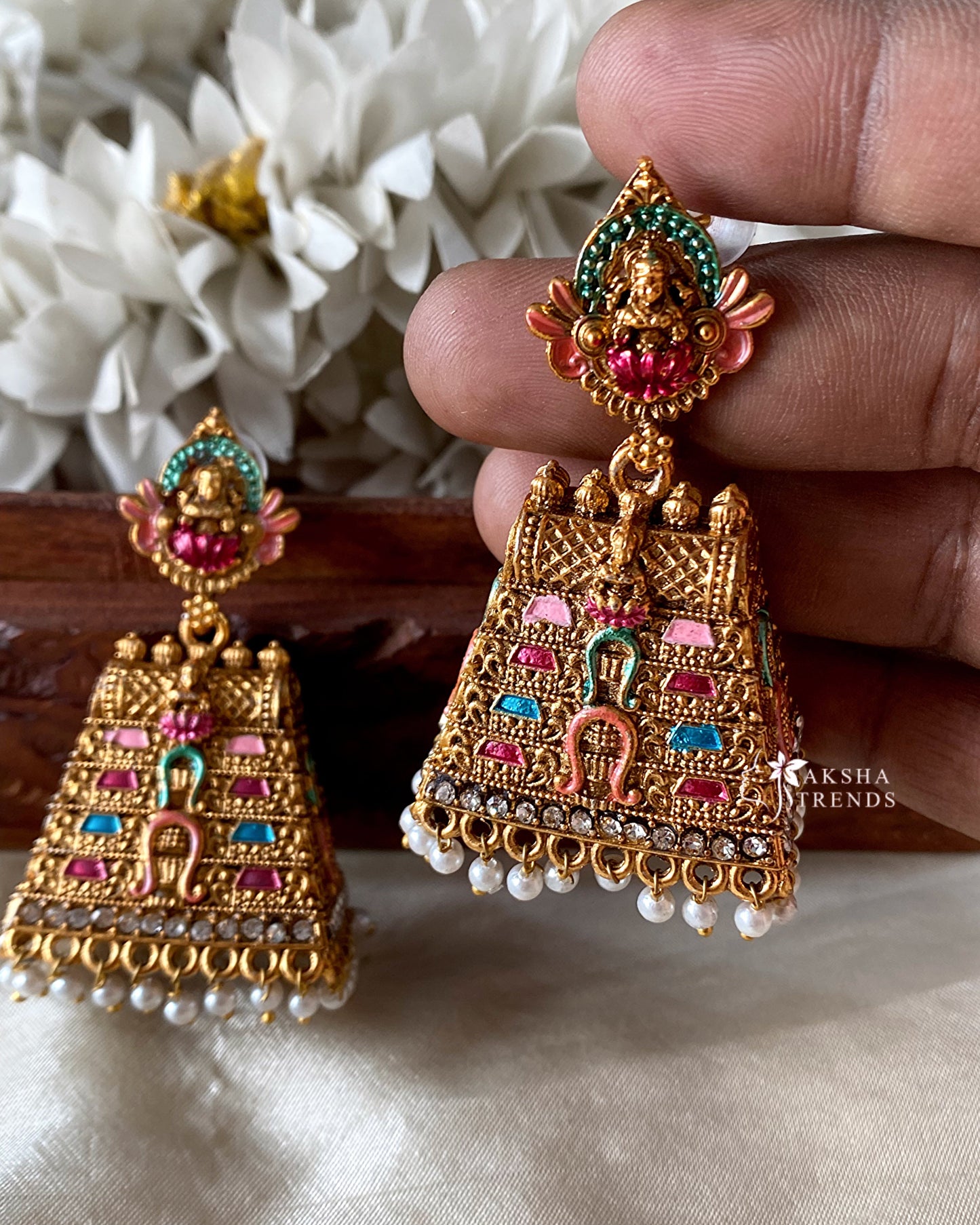 Antique Temple Gopuram Jhumka -Big Aksha Trends